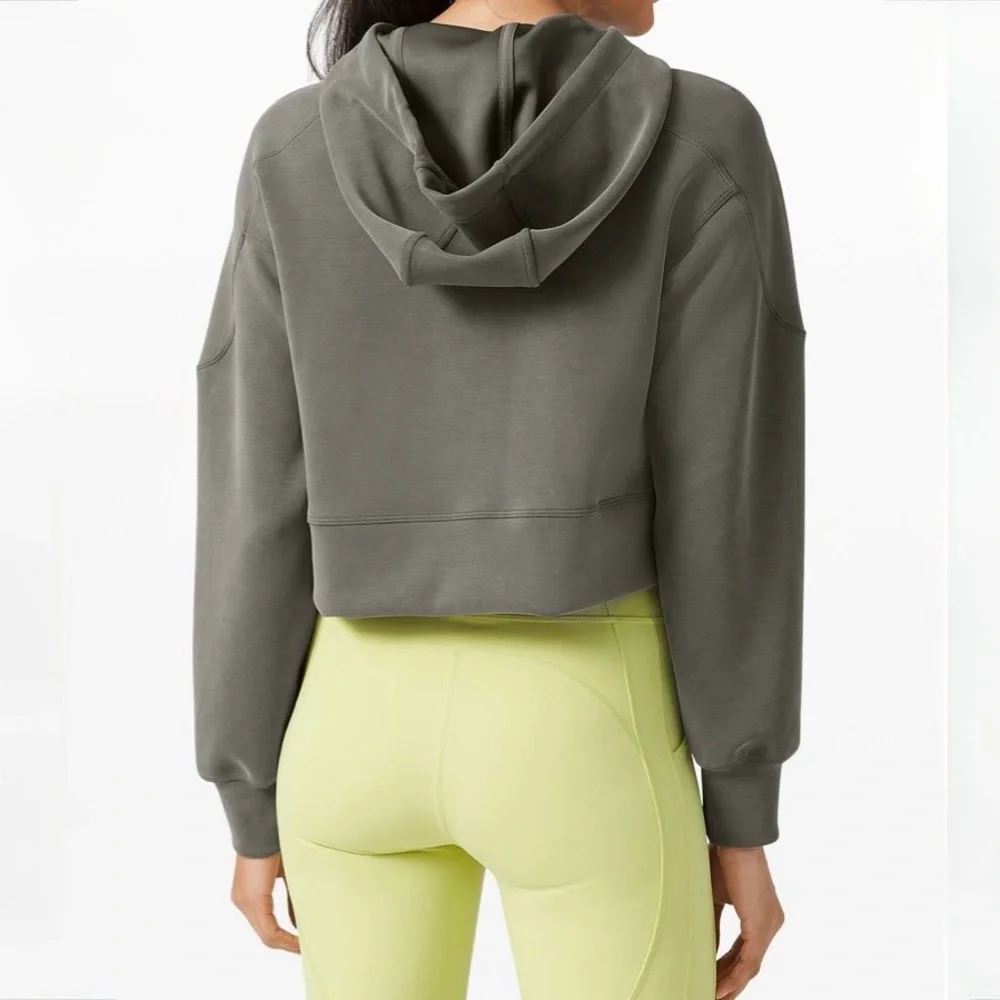 Lululemon // Get Centred Crop Hoodie // Grey Sage - Picture 2 of 5